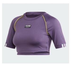 Adidas Women Cropped Tee Purple Lavender Tee Small